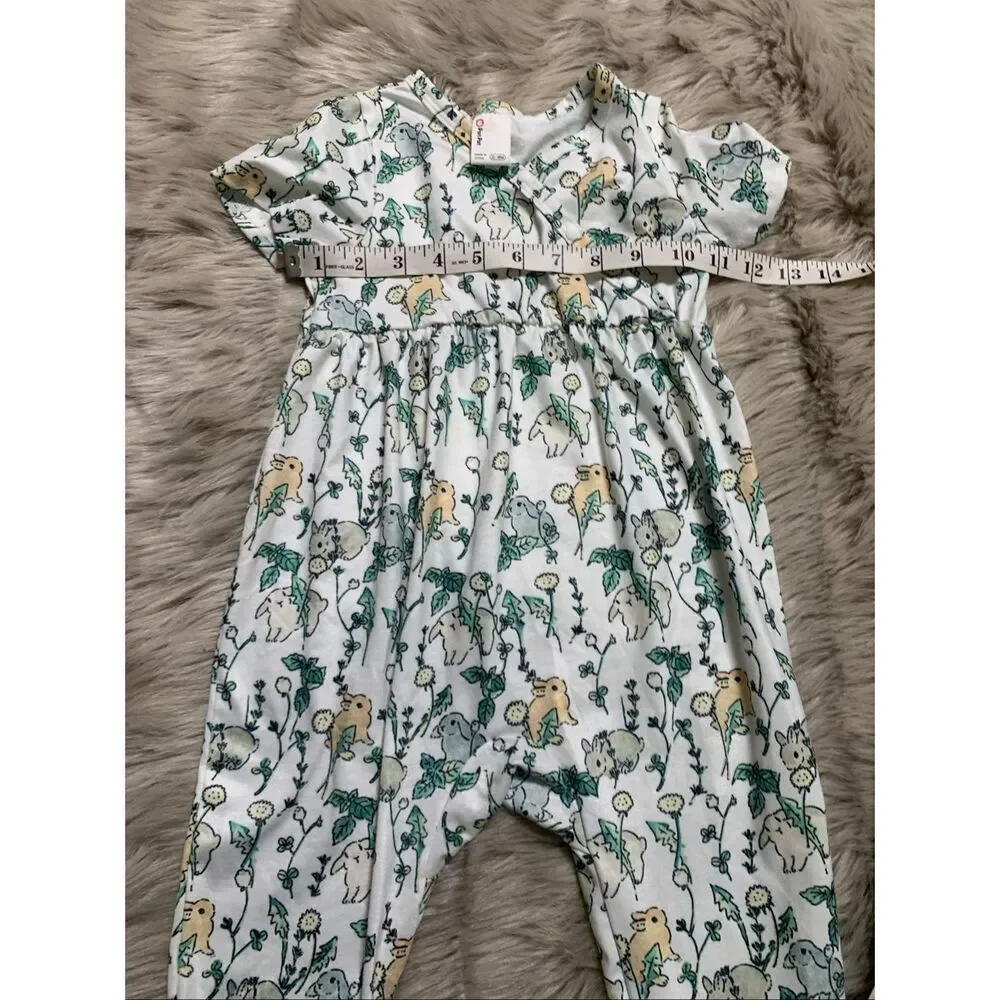 PatPat baby girl rabbit print/solid jumpsuit 12-18M